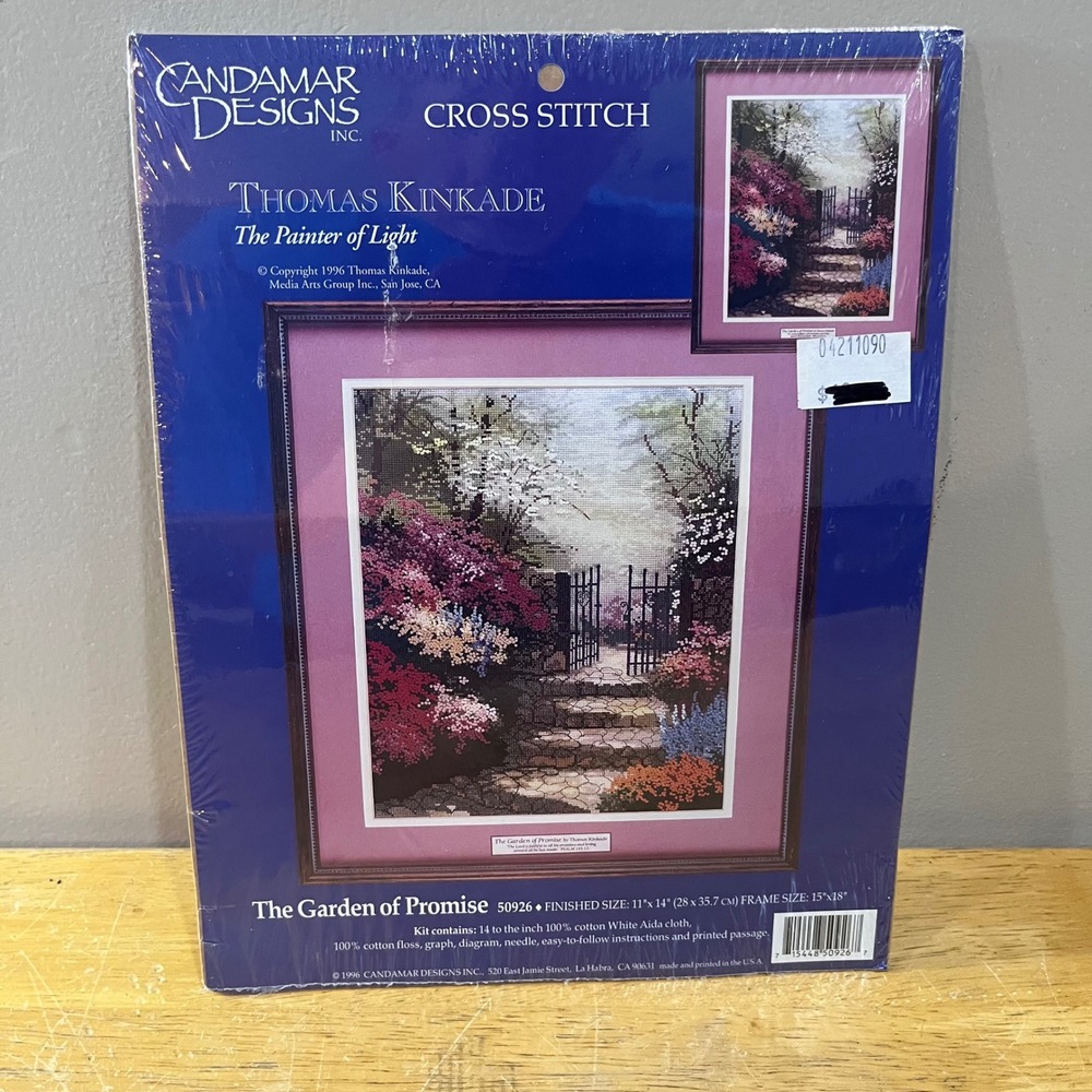 Vtg 1996 Thomas Kinkade The Garden of Promise Cross Stitch Kit Candamar 50926